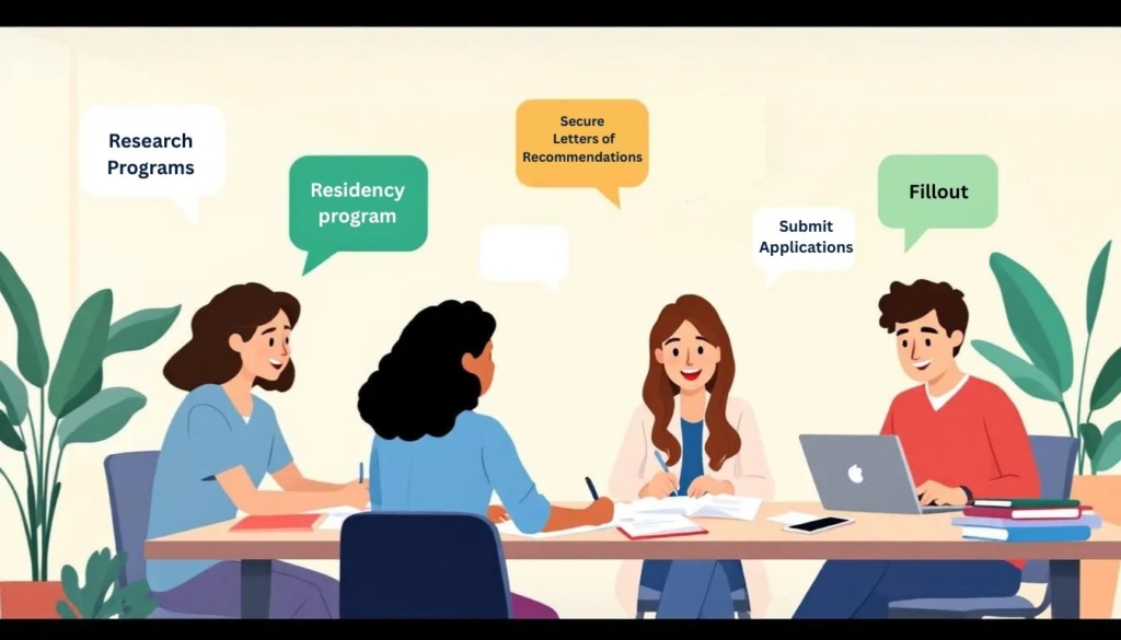 Medical students preparing their residency applications.